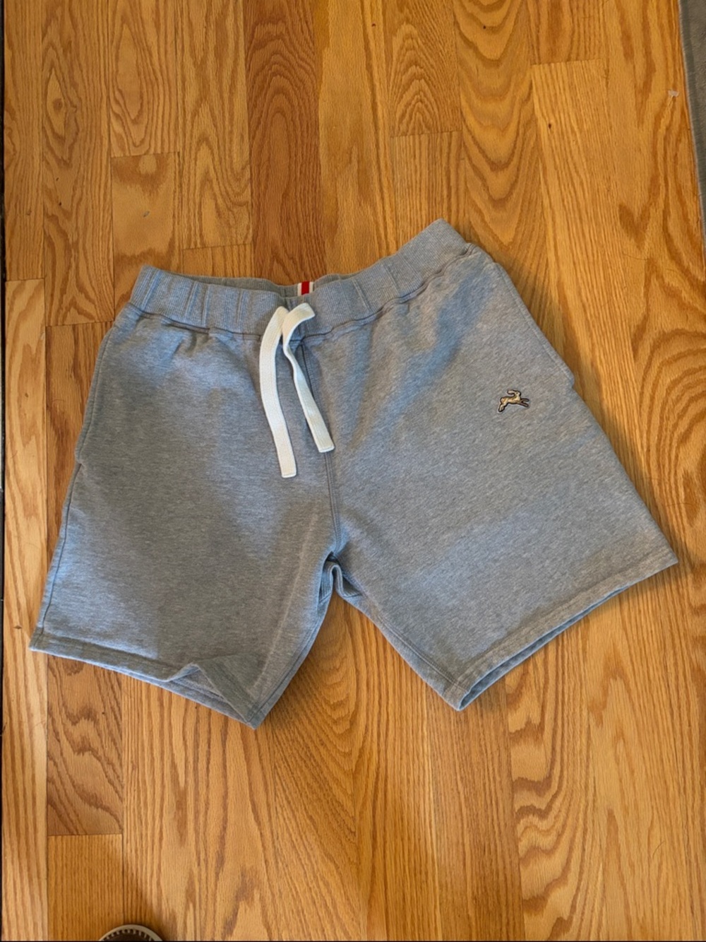Tracksmith Light Gray Fleece-Lined Sweat Shorts with Red Trim